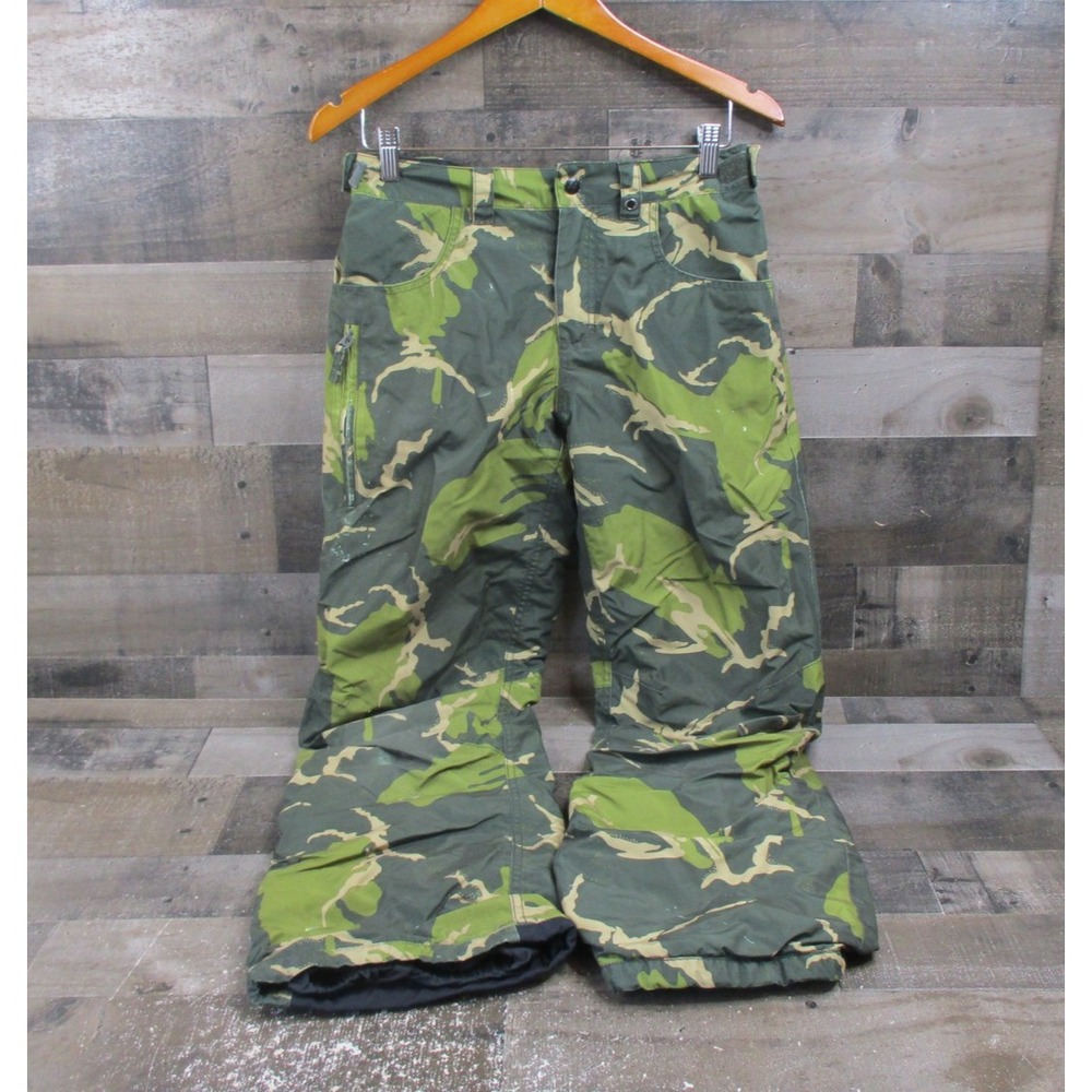 Burton Barnstorm Pants Boys XL Green Camouflage Snowboard Ski DRYRIDE Youth